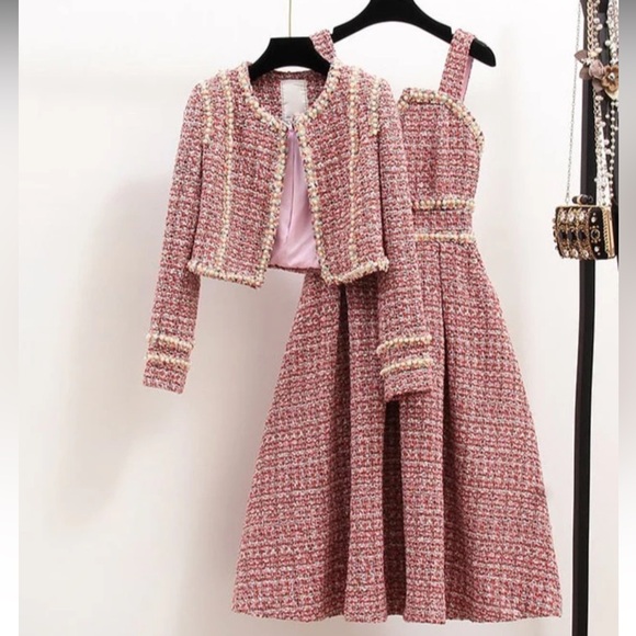 Pink Tweed Dress with Jacket - Picture 9 of 9